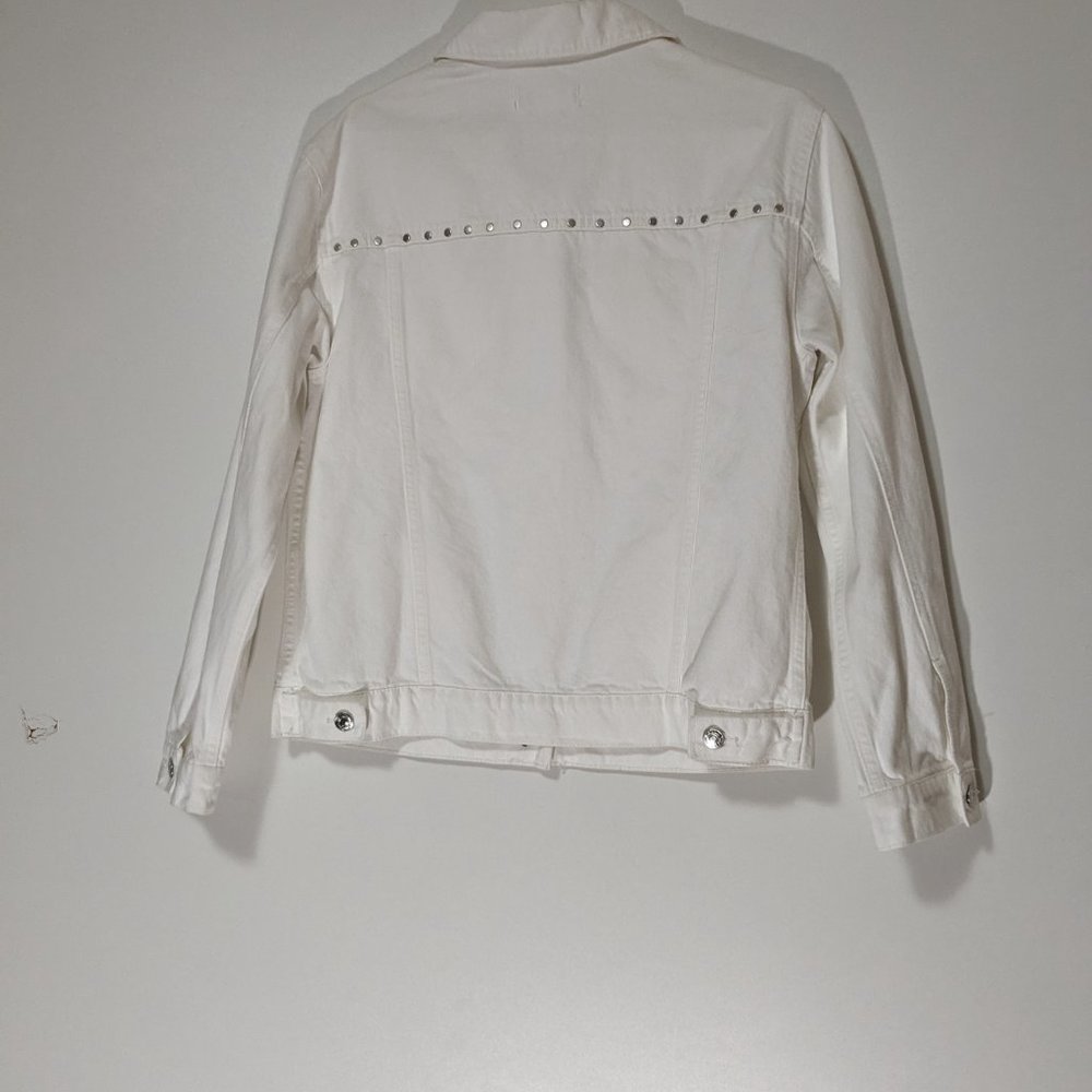 Mango Studded Oversize Denim Jacket White Size XXS/XS - Picture 4 of 4